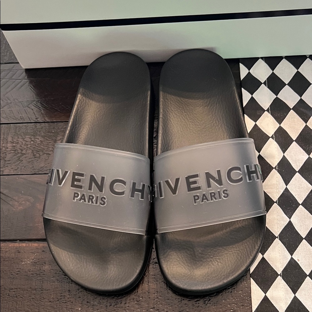 Givenchy Clear and Black Rubber Slides 38